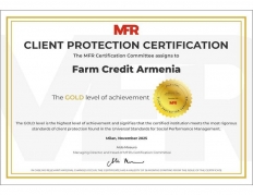 Ֆարմ Կրեդիտ Արմենիան կրկին արժանացել է Հաճախորդների պաշտպանության սերտիֆիկացման ՈՍԿԵ մակարդակի և Սոցիալական ու բնապահպանական sBB+ գնահատականի: Ֆարմ Կրեդիտ Արմենիան կրկին արժանացել է Հաճախորդների պաշտպանության սերտիֆիկացման ՈՍԿԵ մակարդակի և Սոցիալական ու բնապահպանական sBB+ գնահատականի: